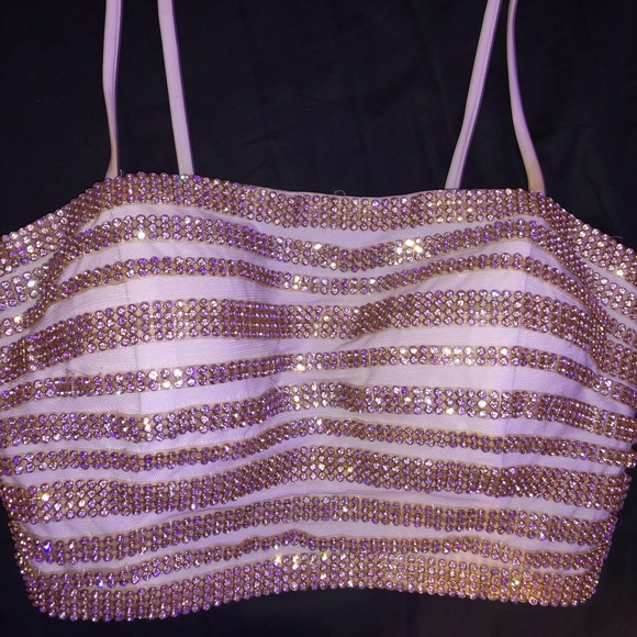 Jovani Two Piece Gold and White Prom Dress Size 2 - Picture 3 of 5